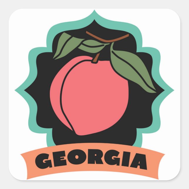 Georgia Peach-Logo Quadratischer Aufkleber (Vorderseite)