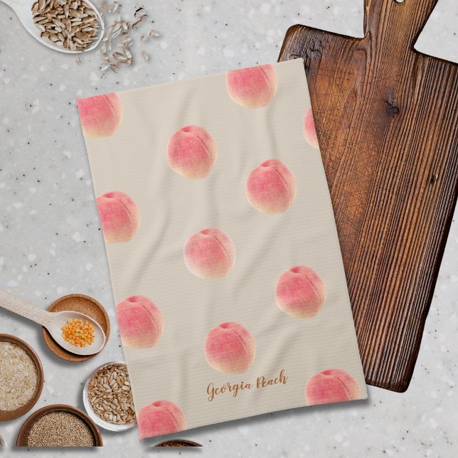 Georgia Peach Pattern Kitchen Towels  Geschirrtuch (Add a splash of Georgia with this customizeable Georgia Peach Kitchen Towel!)