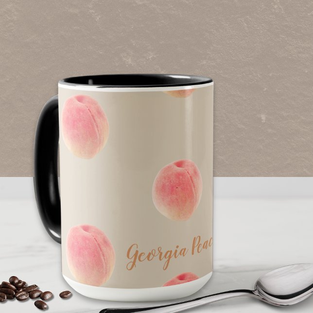 Georgia Peach Pattern Mug Tasse (Personalized Georgia Peach mug is perfect to show off your love for Georgia or as a special gift!)