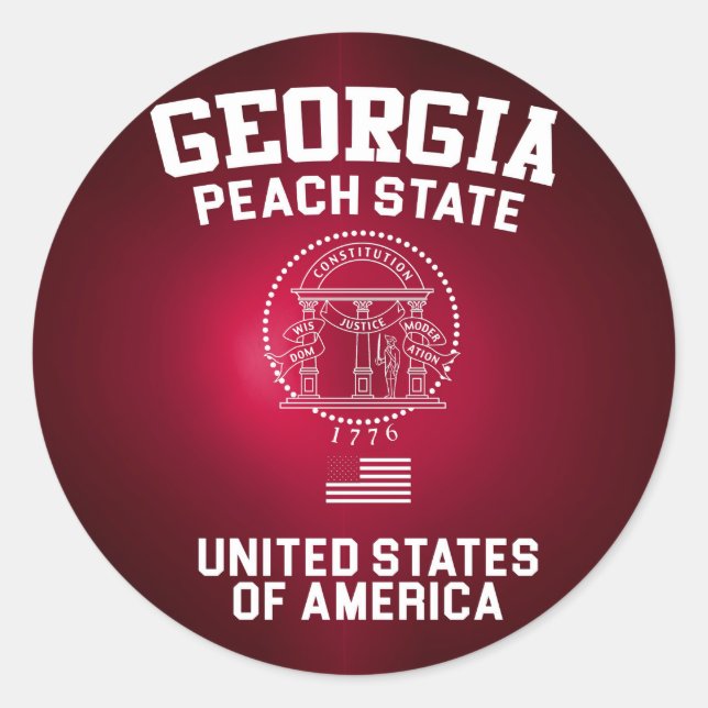 Georgia Peach Staat Runder Aufkleber (Vorderseite)
