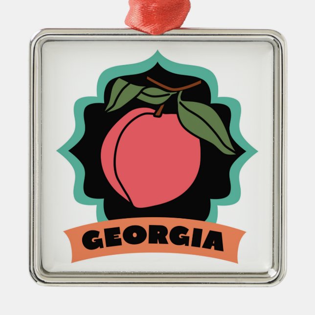 Georgia-Pfirsich-Logo Ornament Aus Metall (Vorne)