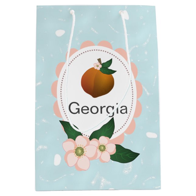 Georgia-Pfirsichfrucht-Kunstentwurf Mittlere Geschenktüte (Vorderseite)