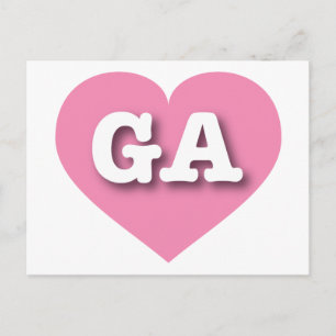 Georgia Pink Heart - I Liebe GA Postkarte