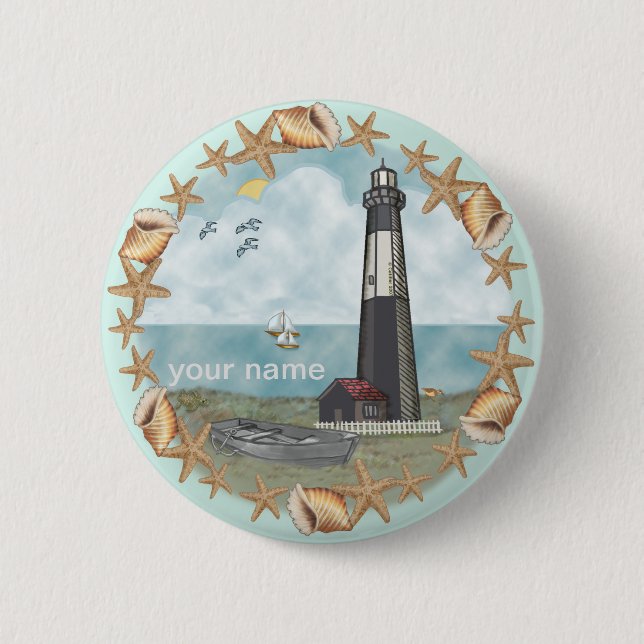 Georgia Shells Leuchtturm Pin-Button Button (Vorderseite)