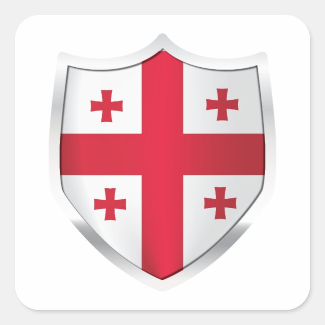 Georgia Silver Shield Flag Quadratischer Aufkleber (Vorderseite)