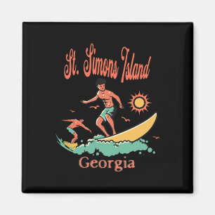 Georgia St. Simons Island Ga Surfer Surfen Fischen Magnet