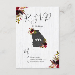 Georgia Staat Destination Rustic Wedding RSVP Karte
