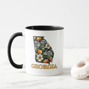 Georgia Staat Kontur mit Pfirsiche Tätowierart Tasse