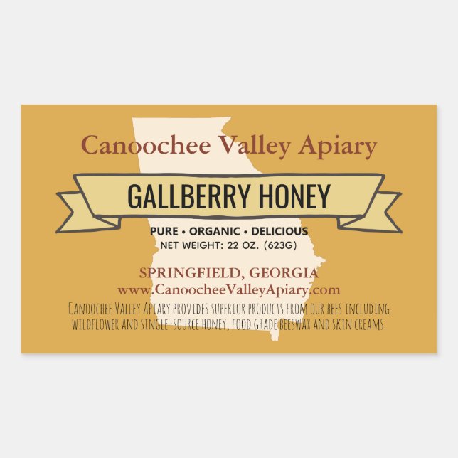 Georgia Staat Local Honey Jar Rectangle Stickers (Vorderseite)