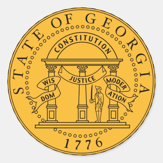 Georgia Staat Siegel Amerikanische Republik Symbol Runder Aufkleber (Vorderseite)