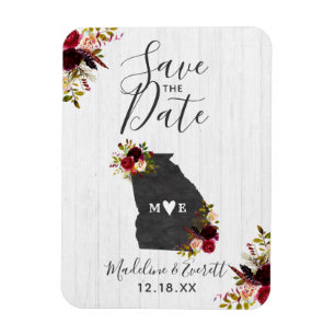 Georgia State Destination Rustikale Save the Date Magnet