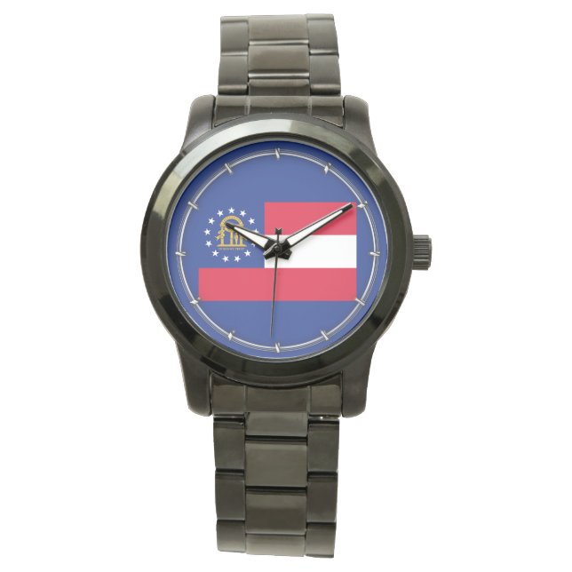 Georgia State Flag Design Armbanduhr (Vorderseite)