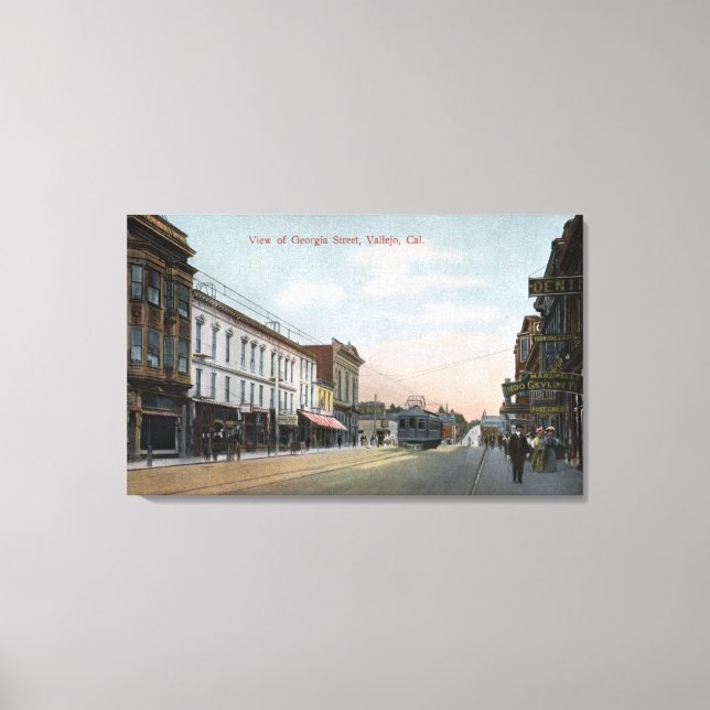 Georgia Street View mit Street Car Leinwanddruck (Vorderseite)
