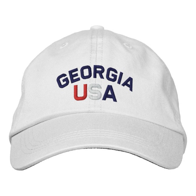 Georgia USA bestickt mit White Hat Bestickte Kappe (Vorderseite)