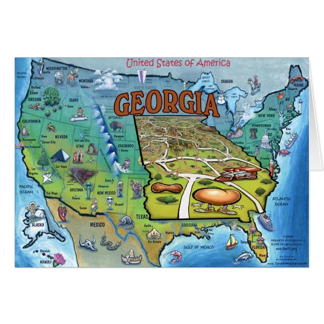 Georgia USA Map (Vorderseite (Horizontal))
