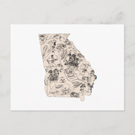 Georgia Vintag Picture Map Antik Staat Chart Postkarte