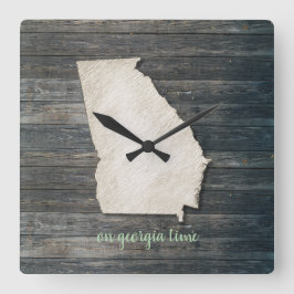 Georgia Wall Clock – Rustic Farmhouse State Decor Quadratische Wanduhr