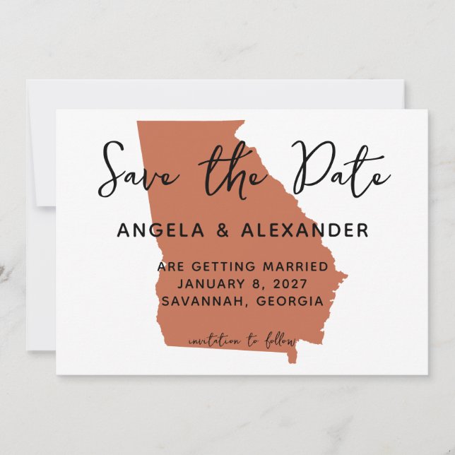 Georgia Wedding Terracotta Save The Date (Vorderseite)