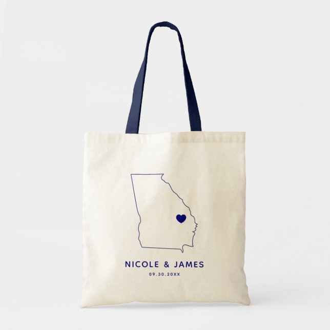 Georgia Wedding Welcome Bag Tasche Navy Blue Map (Vorne)