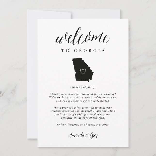 Georgia Wedding Welcome Letter & Tour (Vorderseite)