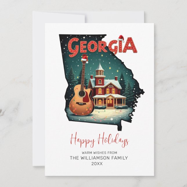 Georgia Weihnachten Staat Karte Happy Holidays (Vorderseite)