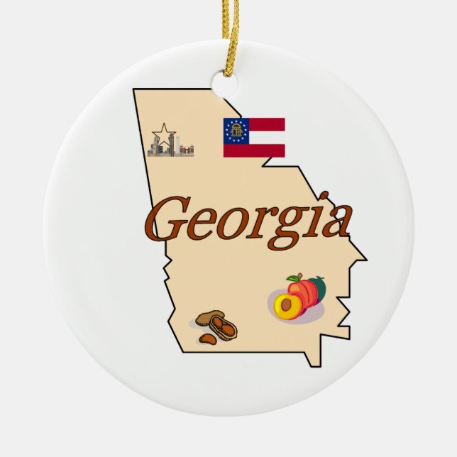 Georgia-Weihnachtsbaum-Verzierung Keramik Ornament (Vorne)