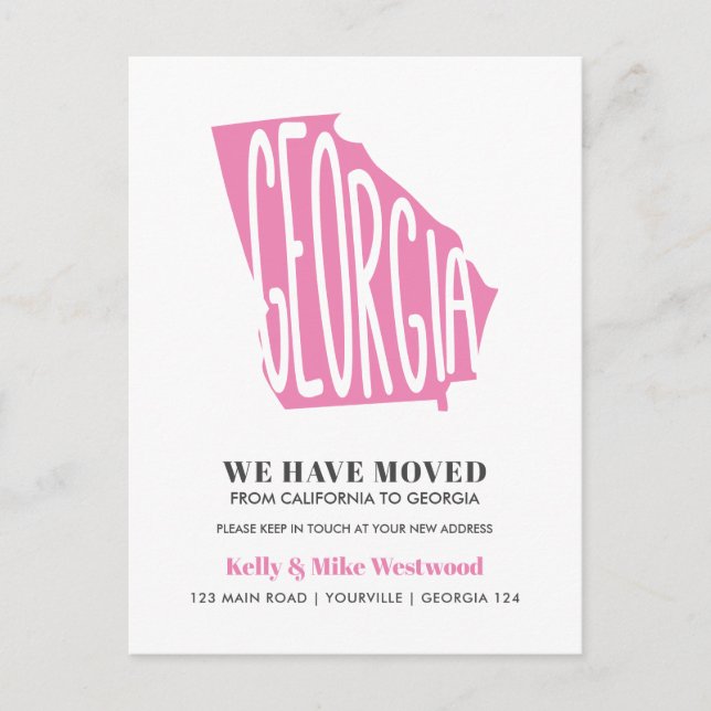 GEORGIA Wir haben neue Adresse Neue Zuhause Postka Postkarte (Vorderseite)