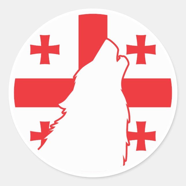 Georgia Wolf Georgian National Animal Flag Runder Aufkleber (Vorderseite)