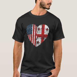 Georgian American Flags Heart United Staaten Georg T-Shirt