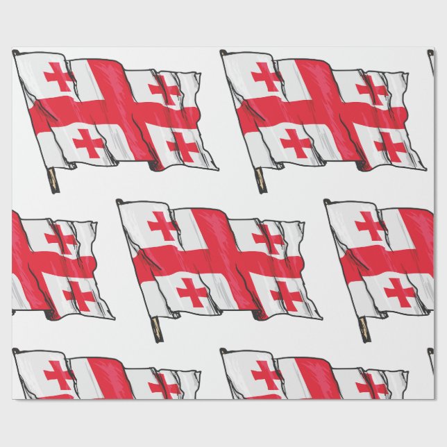 Georgian Flag Red and White Cross Geschenkpapier (Flach)