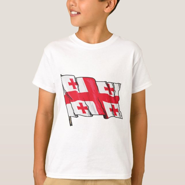 Georgian Flag Red and White Cross T-Shirt (Vorderseite)