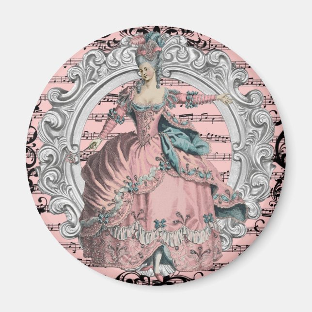Georgian Lady Dancing - Pink and Blue Magnet (Vorne)