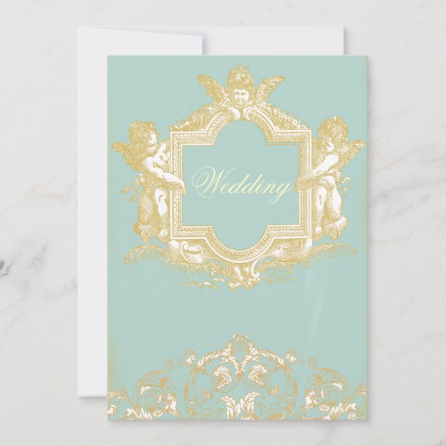 Georgiana (Marie Antoinette Blue) Hochzeit Einladung (Vorderseite)
