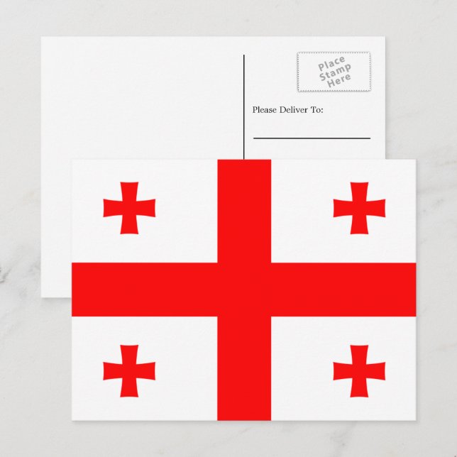 Georgianische Flagge, Flagge Georgiens Postkarte (Vorne/Hinten)