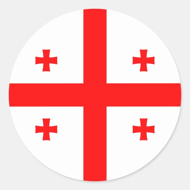 Georgianische Flagge, Flagge Georgiens Runder Aufkleber (Vorderseite)