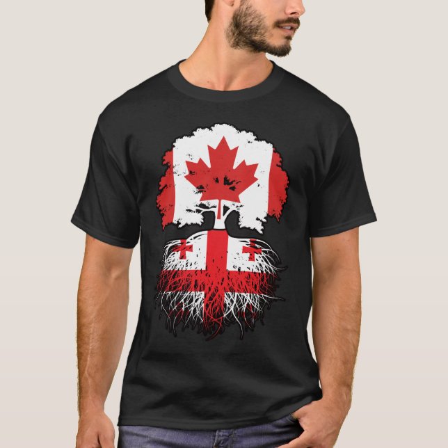 Georgianische kanadische Tree-Roots-Flagge T-Shirt (Vorderseite)