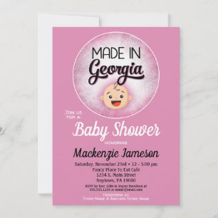 Géorgie Baby shower Funny Filles roses Invitation