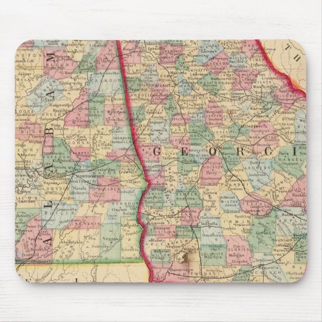 Georgien, Alabama Karte von Mitchell Mousepad (Vorne)