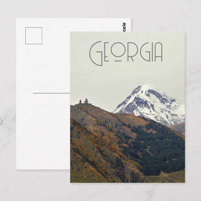 Georgien, Berg Kazbegi Postkarte (Vorne/Hinten)