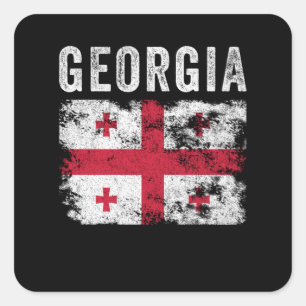 Georgien-Flagge Distressed - Georgische Flagge Quadratischer Aufkleber