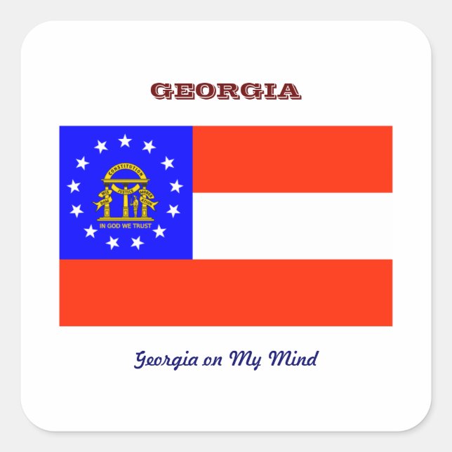 Georgien-Flagge und -Slogan Quadratischer Aufkleber (Vorderseite)