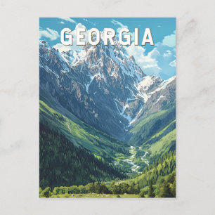 Georgien Illustration Reise Kunst Vintage Postkarte