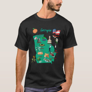 Georgien Karte mit den wichtigsten Städten Tourist T-Shirt