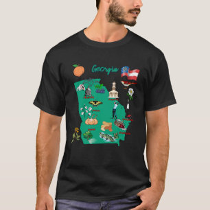 Georgien Karte mit den wichtigsten Städten Tourist T-Shirt