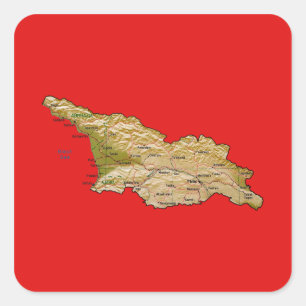 Georgien-Kartenaufkleber Quadratischer Aufkleber