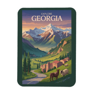 Georgien Kaukasus Gebirge Reise Kunst Vintage Magnet