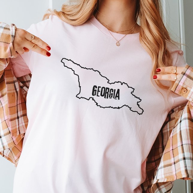 Georgien Landkarte Kontur georgische Grenzlinie T-Shirt (Von Creator hochgeladen)