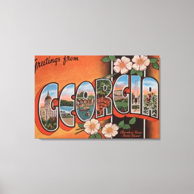 Georgien (Rose Cherokee) - Große Briefmarkenszenen Leinwanddruck (Vorderseite)