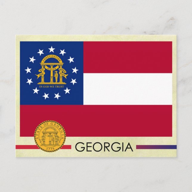 Georgien - Staatsflagge und Siegel Postkarte (Vorderseite)