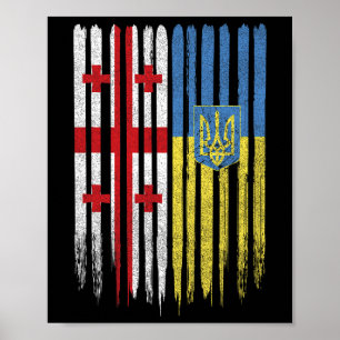 Georgien Ukraine Georgische Ukrainische Flagge Poster